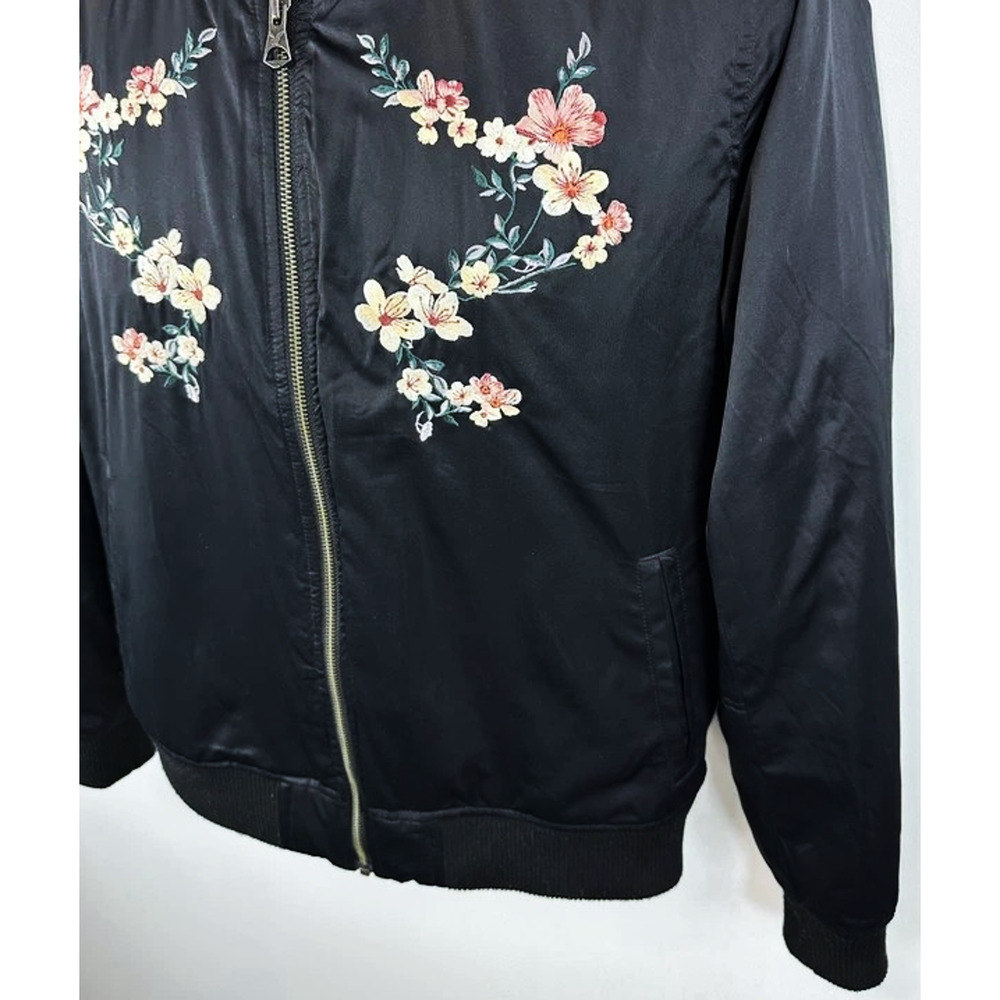 Y2k American Eagle Jacket S Black Floral Embroidered Bomber Boho Festival New - Picture 10 of 16